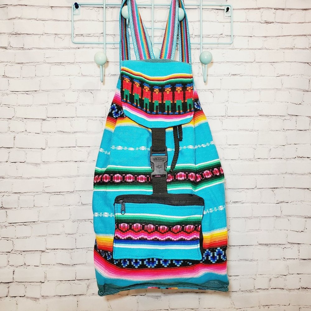 Teal serape backpack